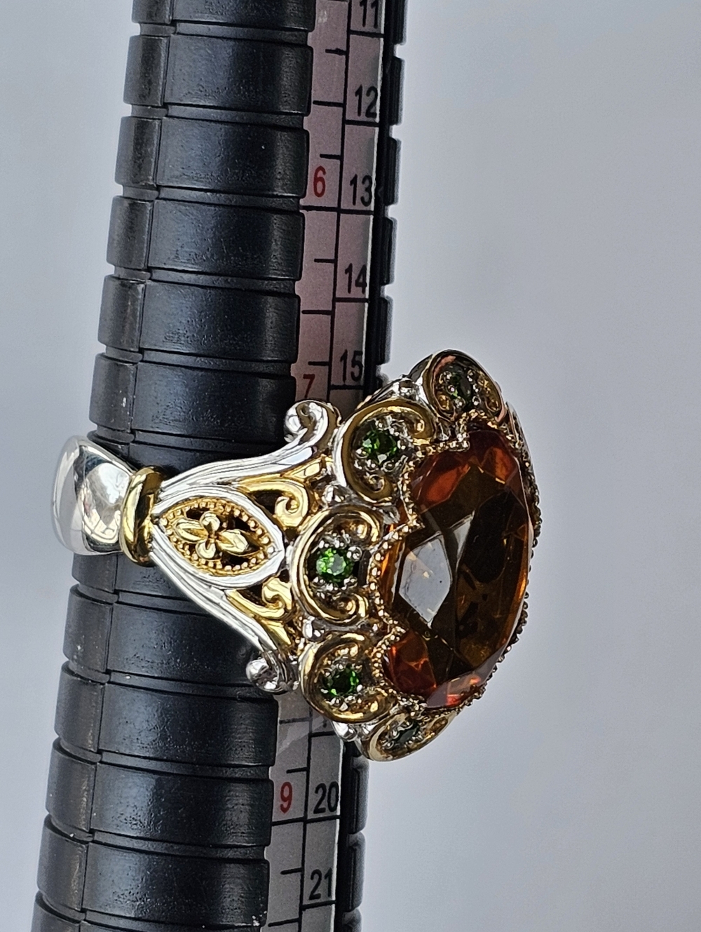 Retired Rare Gems En Vogue Rio Grande Citrine & Tsavorite Garnet Ring Size 7.5 - Picture 9 of 12